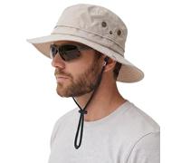 Hat Hut Chapeau Bob de Soleil pour Homme, Chapeau de Pluie imperméable, UPF50+, Large Bord, Pliable, Toutes Saisons, Randonnée, Pêche (FR/ES, Alpha/Lettres, Taille Unique, Beige)