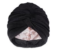 Hat Hut Turban en Satin pour Femme - Bonnet de Nuit en Satin pour Cheveux Bouclés - Turban Torsadé Réglable (FR/ES, Alpha/Lettres, Taille Unique, Gris)