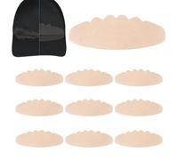 Hat Sweat Protector | 10 Piece Self Adhesive Large Sweats Absorbing Hat Liner Pads | No Sweats Baseball Cap Insert Strip | Helmet Sweat Guard for Commuting Hiking Camping Travel Beach Picnic Vacation