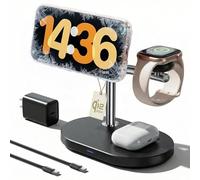 HATALKIN Station de charge sans fil 3 en 1 compatible avec support de chargeur MagSafe, chargeur sans fil magnétique 25 W certifié Qi2 pour iPhone 17 16 15 14 13 12 Apple Watch