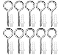 HATANSE 10 Pièces Œillets de Vis en Acier Inoxydable M6 x 80 mm Piton à Visser Lourde Vis à Œillet Crochet à Visser pour Hamacs, Auvents, Fauteuils Suspendus, Câble fixe, Argenté