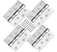 HATANSE 2 Pièces Charnière de Porte 10 x 7.5cm Grande Charnière Lourde Pliables en 304 Acier Inoxydable avec 18 vis pour Portes Intérieures et Extérieures Argent (4 Pièces 10 x 7.5cm)