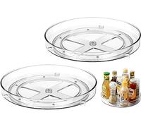 HATANSE 2 Pièces Plateau Tournant 360° Rotatif Porte-épices Plateau Rotatif Rangement Lazy Susan pour Réfrigérateur Placard Cuisine Salle de Bain Rangement Transparent (2 x 23.5cm)