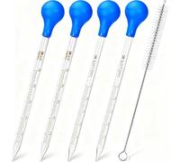HATANSE 4 Pièces Pipettes en Verre, Pipette Graduée en Verre, Compte-Gouttes, Pipette Dropper 5ml 10ml und 1 Pièces Brosse Propre pour Laboratoire Expériences Chimiques