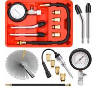 HATANSE Testeur de Compression de Cylindre, Compressiomètre pour Moteurs à Essence, 0-20 bar & 0-300 psi avec Testeur de Bougie D'allumage Jauge D'épaisseur et 4 Adaptateurs M10 M12 M14 M18