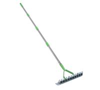 Hatch Rake Lawn Dethatcher, Outil de Cour réglable en Acier Inoxydable, des Dents en Acier en Carbone incurvé pour aération du Sol avec Extension