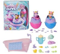 HATCHIMALS ALIVE - 2 Oeufs Hatchimals + Douche Color Change - 2 Figurines À Collectionner Qui Changent De Couleur + 15 Accessoires - A Faire Eclore Avec De L'Eau - Figurine - Jouet Enfant 5 Ans et +