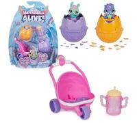 Hatchimals ALIVE - Pack de 2 + Poussette - 2 Oeufs, 2 Figurines À Collectionner, 1 Poussette Et 3 Accessoires - A Faire Eclore Avec De L'Eau - Thème Bébé - Jouet Enfant 3 Ans et +