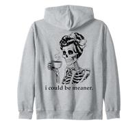 Hate People I Could Be Meaner Skeleton Drinking Coffee Skull Sweat à Capuche