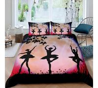 HATEGE Housse de Couette 140x200 Ballet Danse Parure de Lit Ballet 1 Personne en Microfibre Douce Imprimée en 3D avec 2 Taies d'oreiller H846