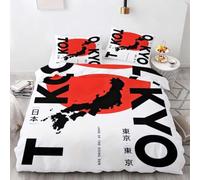 HATEGE Housse de Couette 180x200 Tokyo Parure de Lit Réversible Japon 3D Housse Couette Microfibre Ensemble de Literie 2 Taies d'oreiller 65x65 1564-AET