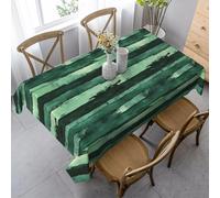HATEGE Nappe carrée 120x120 Vert Foncé Nappe Rayures en Tissu Polyester Imperméable, Anti Tache Nappes de Table Résumé, pour Cuisine Anniversaire Exterieur Jardin A-0712