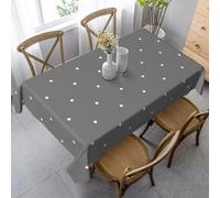 HATEGE Nappe carrée 140x140 Points Blancs Nappe Gris en Tissu Polyester Imperméable, Anti Tache Nappes de Table Gris Foncé, pour Cuisine Anniversaire Exterieur Jardin A-1205