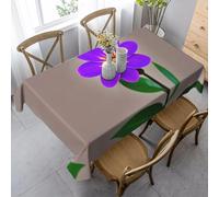 HATEGE Nappe Rectangulaire Fleur Violette 150x250 cm Nappe Marron Clair en Tissu Polyester Imperméable, Anti Tache Nappes Moderne, pour Cuisine Anniversaire Exterieur Jardin A-1545