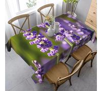 HATEGE Nappe Rectangulaire Lavande 140x240 cm Nappe Printemps en Tissu Polyester Imperméable, Anti Tache Nappes Fleur Violette, pour Cuisine Anniversaire Exterieur Jardin A-0667