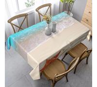 HATEGE Nappe Rectangulaire Plage 150x300 cm Nappe Mer en Tissu Polyester Imperméable, Anti Tache Nappes Océan, pour Cuisine Anniversaire Exterieur Jardin A-7019