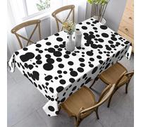HATEGE Nappe Rectangulaire Points Noirs 150x250 cm Nappe Blanc en Tissu Polyester Imperméable, Anti Tache Nappes Géométrie, pour Cuisine Anniversaire Exterieur Jardin A-1461