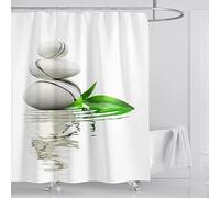 HATEGE Rideau Douche Anti Moisissure Zen Rideaux de Douche Tissu 3D imprimé Calcul Rideau Baignoire 180x200 Rideau Salle de Bain Polyester Séchage Rapide