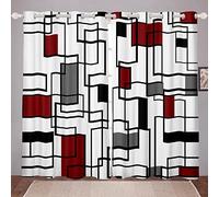 HATEGE Rideau Occultant Géométrie Imprimé 3D Rideaux Occultants Art Abstrait Thermiques Isolants Anti Froid Lot de 2 Rideaux à Oeillets 117x230 cm (LxH)