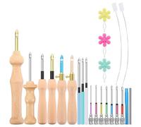 Hatem Kit D'Aiguilles à PoinçOnner 23 PièCes, Ensemble D'Aiguilles à PoinçOnner en Bois RéGlable pour Adultes DéButants en Broderie