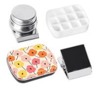 Hatem Mini BoîTe en Fer Blanc Portable, Palette D'Aquarelle Vide de 12 Puits, Petits Kits de Stockage de Peinture avec Clip MagnéTique et Pot D', A