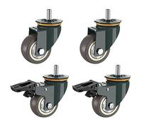 Hatem Roulettes, 4 PièCes M16 Filetage Robuste Roues avec Frein Universel Pivotant à 360° Remplacements de Chariot Nature 3 Pouces