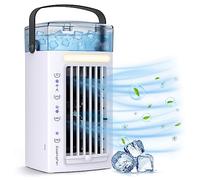 Hatem Ventilateur de Climatiseur Portable 3 en 1 Refroidisseur d'air et Humidificateur de Bureau avec 3 Vitesses de Ventilateur et LumièRe LED 7 Couleurs pour Chambre