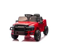 HATIS Voiture électrique enfant Ram 3500, 12 V, télécommande, rouge | Télécommande 2,4 GHz, Bluetooth et USB, réglage du volume, 12 V 4,5 Ah, 2 × 35 W, phares avant, roues EVA