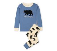 Hatley Bear Family Pajamas Pijama, Ensemble Pyjama à Manches Longues pour Enfant Ours Noir sur Bleu, 8 Ans Mixte