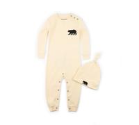 Hatley Coverall & Hat -Natural "Little Bear Bum" - Pyjama - Mixte bébé, Ecru (cream), 18 mois