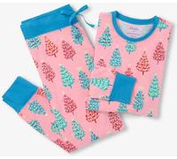 Hatley Hatley Pink Glow In The Dark Christmas Trees Stretch Cotton Pyjama Set