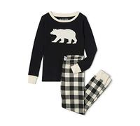 Hatley Long Sleeve Appliqué Pajama Set Ensemble de Pijama, Ours à Carreaux crème, 4 Ans Fille