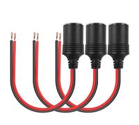HATMINI Lot de 3 Prises Allume-Cigare Femelles 18 AWG avec câble à extrémité Ouverte, câble de Rechange pour Chargeur de Voiture 12/24 V pour équipement de Moins de 120 W