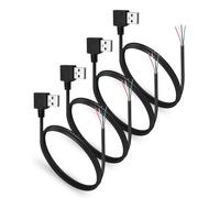 HATMINI Lot de 4 câbles adaptateurs vierges USB 2.0 mâle vers 4 broches coudé à 90 degrés - Convertisseur de câble USB A vers câble nu - Kit de réparation pour appareils électroniques automobiles et