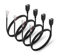 HATMINI Lot de 4 câbles d'alimentation USB 2.0 femelle à 4 broches - Câble d'alimentation USB pour équipement USB installé ou remplacement - Câble de réparation à faire soi-même - 1 m (USB A femelle)