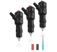 HATMINI Prise allume-cigare mâle 12V pour voiture avec interrupteur Marche/Arrêt - Fusible intégré 15A, LED indicateur, Adaptateur universel d'alimentation pour appareils électroniques automobiles