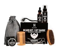 Hato Collection Coffret Barbe Homme - Kit de Soin Complet avec Huile Croissance 30 ml, Baume Vitamine E 30 g, Shampoing Nourrissant Naturel 60 ml/Set Fortifiant & Nutritif au Bois De Santal