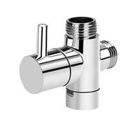 HATOOLHA Vanne d'inverseur de douche, adaptateur en T à 3 voies en laiton chromé argenté, valve de douche, entrée 1/2", sortie 1/2" et 3/4", chromé, caoutchouc, BSPP/G1/2, BSPP/G3/4, 4 x 4 x 2 cm