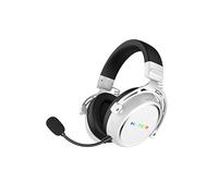 HATOR Hypergang 3 Casque de jeu sans fil - Audio Hi-Res, Hybrid ANC, batterie 45h, audio spatial, Bluetooth & 2,4 GHz, microphone amovible, RVB, suivi de la tête, application SyncHUB - Blanc