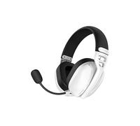 HATOR Hyperpunk 3 Casque de jeu sans fil, audio Hi-Res, Hybrid ANC, pilote 40 mm, Bluetooth & 2,4 GHz, batterie 45 h, microphone amovible, USB-C pour PC, PS5, blanc