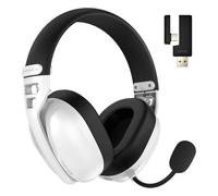 HATOR Hyperpunk 3 Casque de jeu sans fil, audio Hi-Res, Hybrid ANC, pilote 40 mm, Bluetooth & 2,4 GHz, batterie 45 h, microphone amovible, USB-C pour PC, PS5, blanc