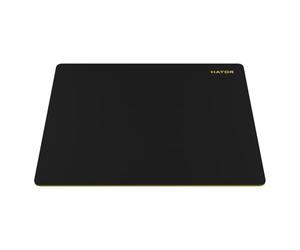 HATOR Tonn L Tapis de Souris Gaming, Grand Mousepad avec Fabric Surface, Rubber Base, Non-Slip, Speed/Control, Precision Tracking, Gaming Mouse & Keyboard, PC/Laptop, 500x420x4mm (Noir/Jaune, L)