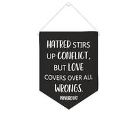 Hatred Stirs Up Conflict, but Love Covers over All Wrongs. Bannière murale inspirante à suspendre au mur, œuvre d'art décorative pour salon, chambre à coucher, bureau, cadeaux de vacances 25,4 x 30,5
