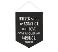 Hatred Stirs Up Conflict, but Love Covers over All Wrongs. Bannière murale inspirante à suspendre au mur, œuvre d'art décorative pour salon, chambre à coucher, bureau, cadeaux de vacances 30,5 x 40,6
