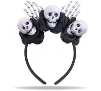 Hatstar Dia Los de Muertos Serre-tête | Bandeau avec mains squelette et 3 têtes de mort | Accessoire de décoration pour Halloween, carnaval et carnaval