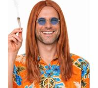 HatStar Perruque hippie des années 70 pour homme et femme pour carnaval, fête à thème (marron)