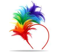 Hatstar Serre-tête bibi multicolore - Bandeau à plumes arc-en-ciel - Accessoire de cheveux pour femme et fille - Accessoire de costume pour mariage, carnaval, fête