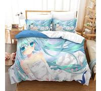 Hatsune Miku 3D Housse De Couette Literie Anime Girls Housse De Couette Et Taie D'oreiller Haute Qualité Impression Microfibre Hommes Jeunes Garçons Enfants Parures De Lit Avec Fermeture Éclair Double