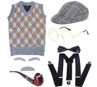 Hattba Accessoires de costume de vieil homme pour garçons, enfants, grand-père, costume pour enfants, garçons, grand-mère, cosplay, vieux