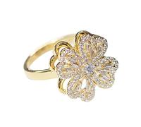 Hattba Bague coréenne rotative à quatre feuilles - Design rétro simple - Bijoux féminins réglables pour femmes et filles